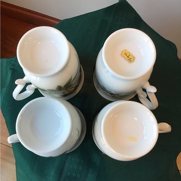 Vintage Shafford Chinese Garden Mug Set Japan‎ Footed Lilly Butterfly Tall - Picture 5 of 8